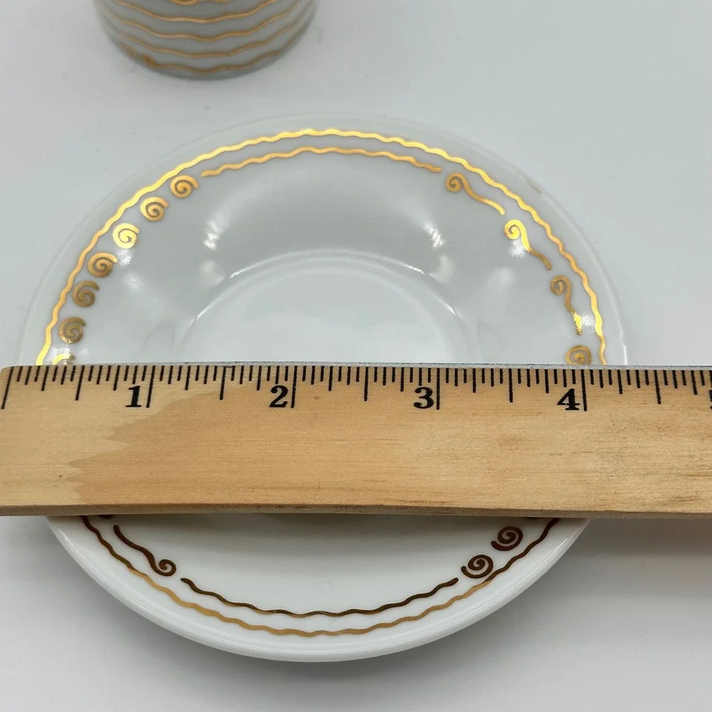 Pottery Barn Nile Gold Swirl Espresso Cups & Saucers Set of 2‎ Mix Match